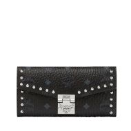 MCM Large Patricia Crossbody Wallet In Studded Outline Visetos Black