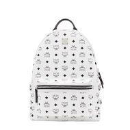 MCM Medium Stark Side Studs Backpack In Visetos White