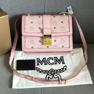 MCM Medium Tracy Shoulder Bag In Visetos Cherry
