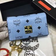 MCM Medium Heritage Trifold Wallet In Visetos Washed Blue