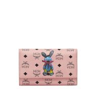 MCM Medium Rabbit Trifold Wallet In Visetos Light Pink