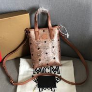 MCM Mini Essential Crossbody Bag In Visetos Rose Gold