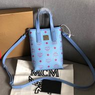 MCM Mini Essential Crossbody Bag In Visetos Sky Blue