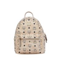 MCM Mini Stark Backpack In Studded Outline Visetos Beige