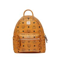 MCM Mini Stark Backpack In Studded Outline Visetos Brown