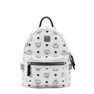 MCM Mini Stark Side Studs Backpack In Visetos White