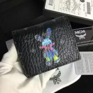 MCM Mini Rabbit Bifold Wallet In Visetos Black
