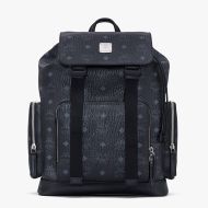 MCM Small Brandenburg Backpack In Visetos Black