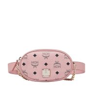 MCM Small Essential Belt Bag In Original Visetos Light Pink