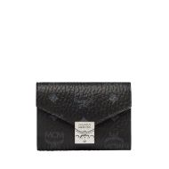 MCM Small Patricia Trifold Wallet with Zip In Visetos Black
