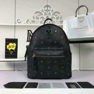 MCM Small Stark Four Studs Backpack In Visetos Black