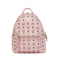 MCM Small Stark Backpack In Studded Outline Visetos Light Pink