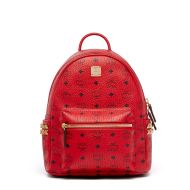MCM Small Stark Side Studs Backpack In Visetos Red