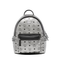 MCM Small Stark Side Studs Backpack In Visetos Silver