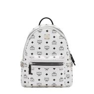 MCM Small Stark Side Studs Backpack In Visetos White