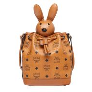 MCM Zoo Rabbit Drawstring Bag In Visetos Brown
