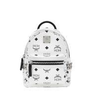 MCM X-Mini Stark Side Studs Backpack In Visetos White