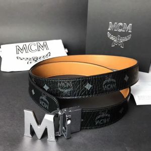 MCM Claus Reversible Belt In Visetos Black