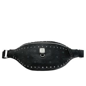 MCM Small Fursten Belt Bag In Studded Outline Visetos Black