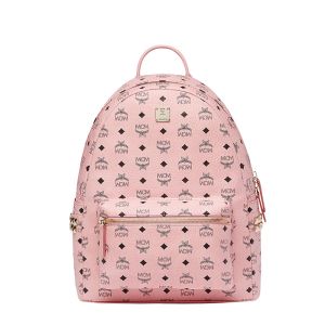 MCM Medium Stark Side Studs Backpack In Visetos Light Pink