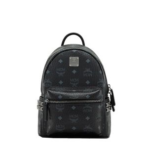MCM Mini Stark Side Studs Backpack In Visetos Black