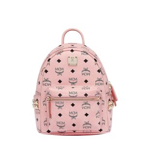 MCM Mini Stark Side Studs Backpack In Visetos Light Pink