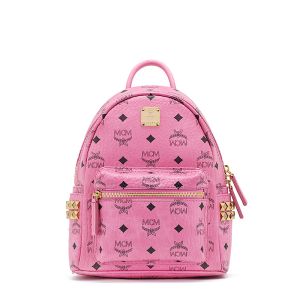 MCM Mini Stark Side Studs Backpack In Visetos Pink