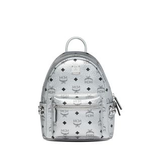 MCM Mini Stark Side Studs Backpack In Visetos Silver
