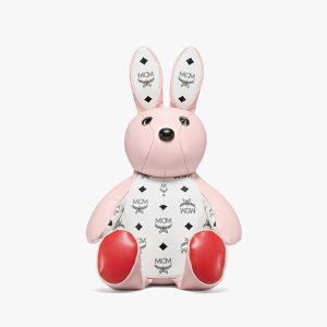 MCM Mini Zoo Rabbit Backpack In Mix Visetos Light Pink/White