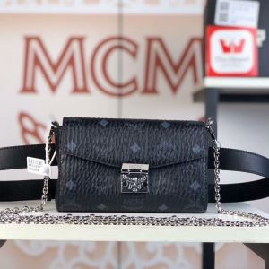 MCM Patricia Belt Bag In Visetos Black