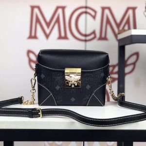 MCM Small Berlin Belt Bag In Visetos Black