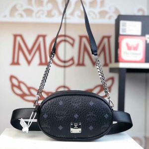 MCM Small Essential Belt Bag In Original Visetos Black