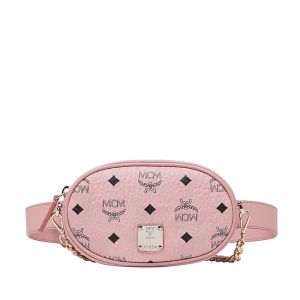 MCM Small Essential Belt Bag In Original Visetos Light Pink