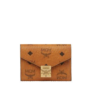 MCM Small Patricia Trifold Wallet with Zip In Visetos Brown