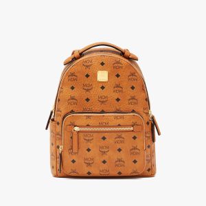 MCM Small Stark Backpack In Signature Visetos Brown
