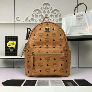 MCM Small Stark Four Studs Backpack In Visetos Brown