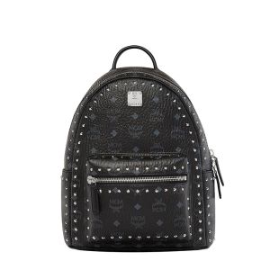 MCM Small Stark Backpack In Studded Outline Visetos Black