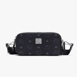 MCM E/W Camera Bag In Visetos Black