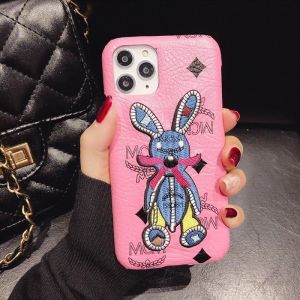 MCM Rabbit iPhone Case In Visetos Pink